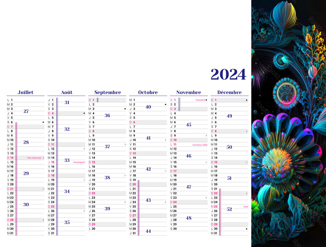 Calendrier bancaire publicitaire souple La Magie. Existe en formats : 42x59,4 cm, 42x29,7 cm, 29,7x21 cm. Repiquage 1 couleur ou quadrichromie. 