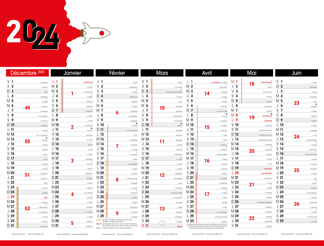 Calendrier bancaire publicitaire souple Start 2. Existe en formats : 42x59,4 cm, 42x29,7 cm, 29,7x21 cm. Repiquage 1 couleur ou quadrichromie.