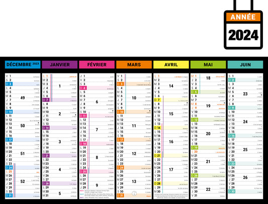 Réaprint. Calendrier bancaire publicitaire rigide Prisme 1. Existe en formats : 55x43 cm, 55x40,5 cm, 42x32 cm, 26,5x21 cm. Repiquage 1 couleur ou quadrichromie. Contrecollé rembordé.