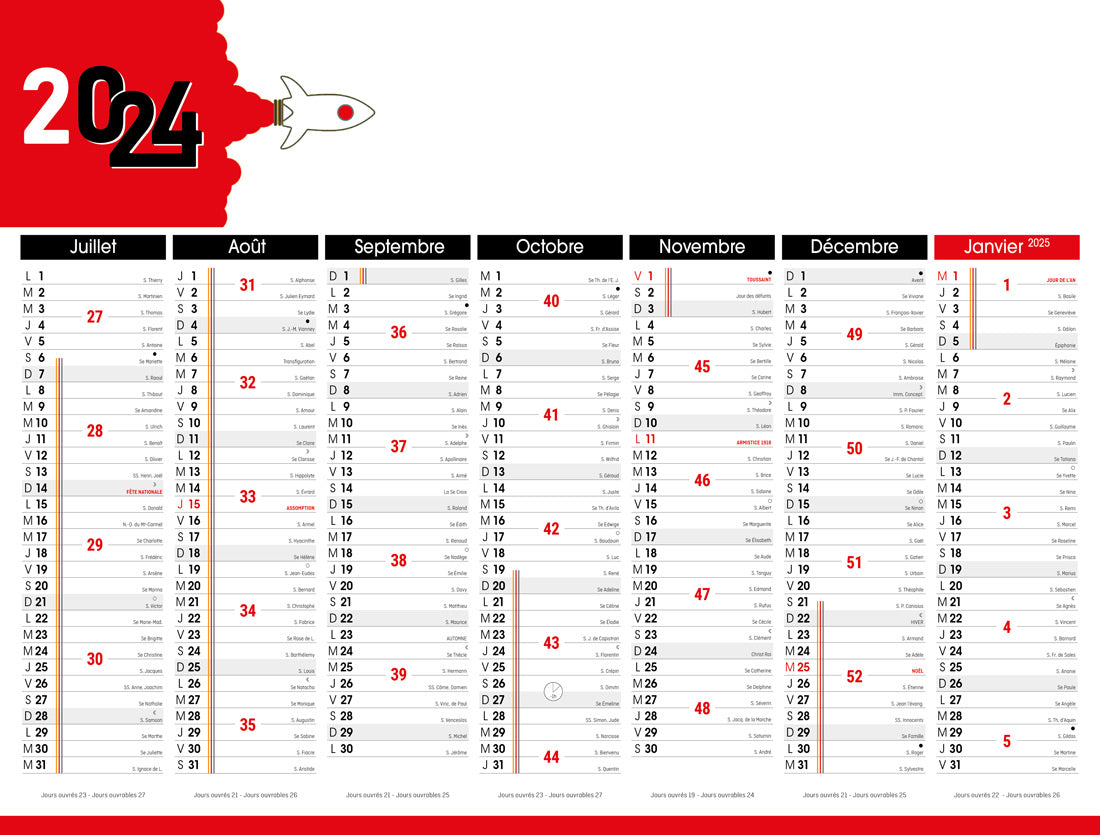 Calendrier bancaire publicitaire rigide Start 2. Existe en formats : 55x43 cm, 55x40,5 cm, 42x32 cm, 26,5x21 cm. Repiquage 1 couleur ou quadrichromie. Contrecollé rembordé.