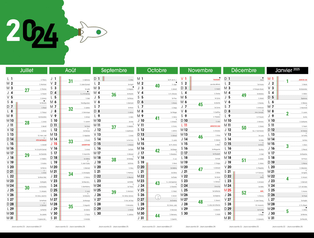 Calendrier bancaire publicitaire rigide Start 3. Existe en formats : 55x43 cm, 55x40,5 cm, 42x32 cm, 26,5x21 cm. Repiquage 1 couleur ou quadrichromie. Contrecollé rembordé.