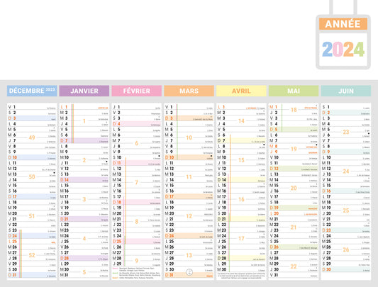 Calendrier bancaire publicitaire rigide Prisme 2. Existe en formats : 55x43 cm, 55x40,5 cm, 42x32 cm, 26,5x21 cm. Repiquage 1 couleur ou quadrichromie. Contrecollé rembordé.