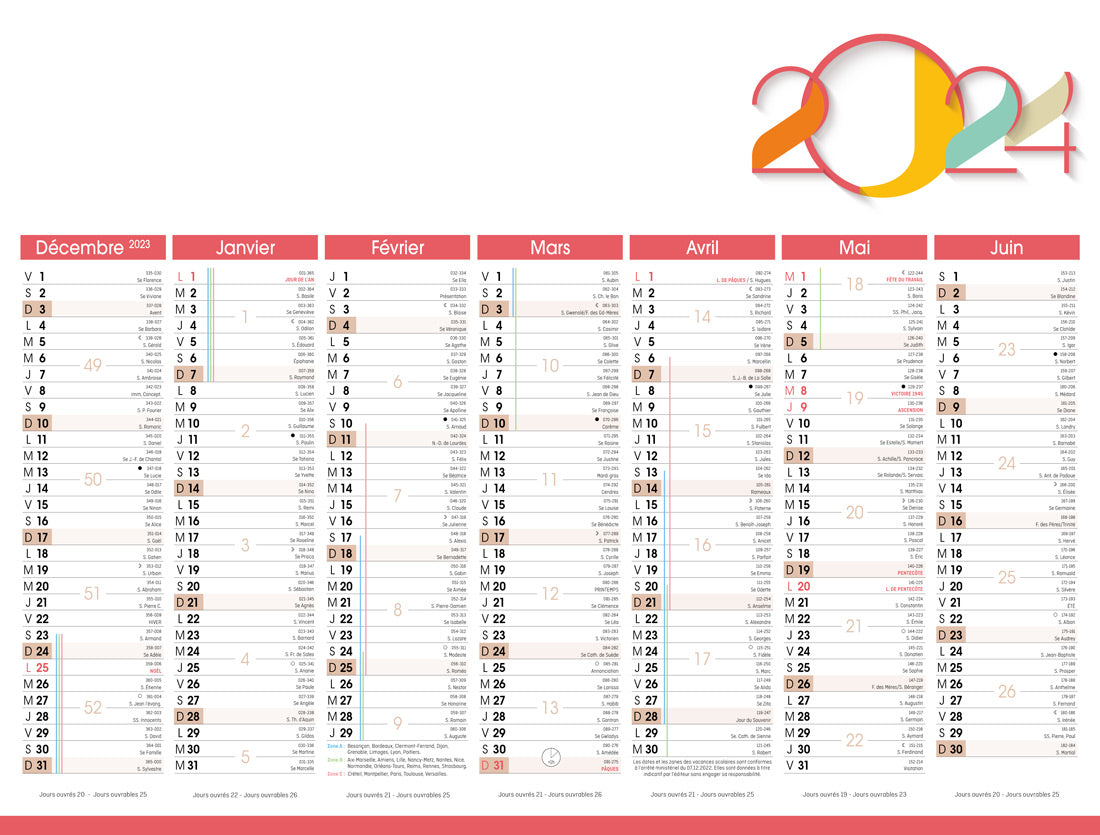 Réaprint. Calendrier bancaire publicitaire rigide Harmonie 3. Existe en formats : 55x43 cm, 55x40,5 cm, 42x32 cm, 26,5x21 cm. Repiquage 1 couleur ou quadrichromie. Contrecollé rembordé.